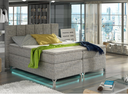 Boxspring Bed 180x200cm Hotel Beds Leather Complete bed base Topper