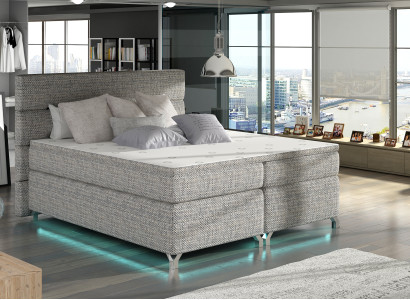 Boxspring Bed 180x200cm Beds Hotel Leather Complete bed base Topper