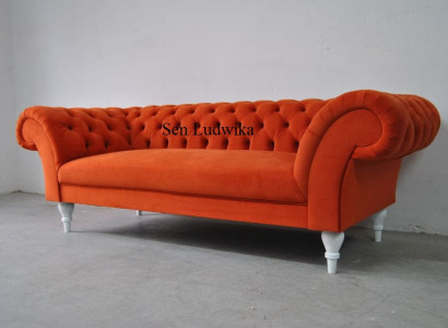 Fabric Design Couch Upholstery Sofas Textile Modern Sofa Chesterfield 3 Seater Orange