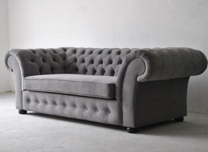 Sofa 3 Seater Fabric Design Couch Upholstery Sofas Textile Modern Chesterfield Gray