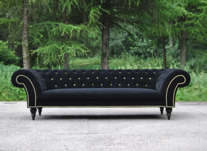 Fabric Design Couch Upholstery Textile Modern Sofa Chesterfield 3 Seater Black