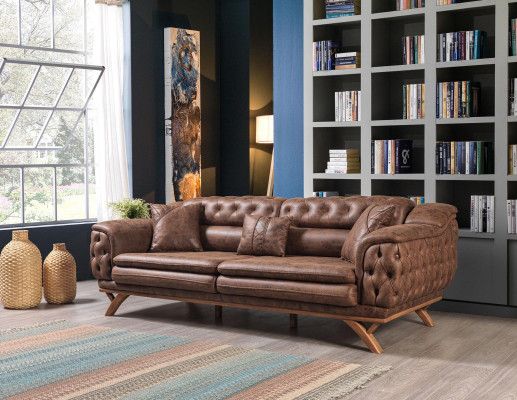 Sofa 3 Seater Chesterfield Fabric Couch Upholstery Sofas Imitation leather Couches