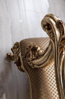 Armchair Living room Classic Design Armchair Gold Luxury Living room Textile