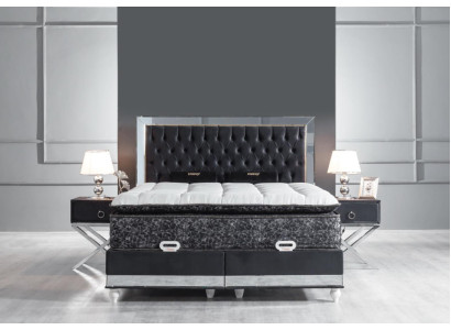Bedroom Set Black Metal Bed 2x Bedside tables Luxury new 3pcs.