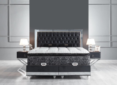 Bedroom Set Black Metal Bed 2x Bedside tables Luxury new 3pcs.