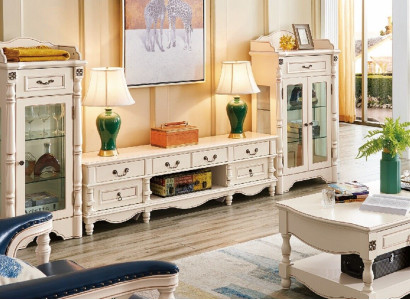 Display case Living room Glass Classic 2 pcs. Showcase Wardrobe Shelf Shelves Wood Set