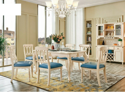 Dining room Furniture Dining table 6 x Chair Dining Set Wood Kitchen Group Suite new 7pcs.