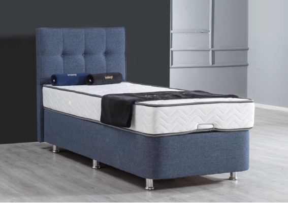 Bed Blue Single Bed Metal Modern Beds Luxury Fabric Bed Chesterfield new