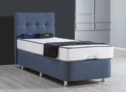 Bed Blue Single Bed Metal Modern Beds Luxury Fabric Bed Chesterfield new