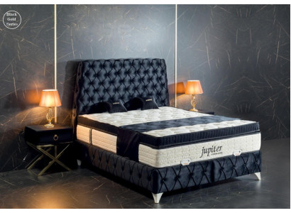 Bedroom Set Black Bed Bedside table Chesterfield Beds Furniture Velvet 3pcs.