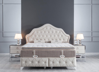 Bedroom Set White Bed Design Style Modern 2x Bedside tables Boxspring 3pcs. new