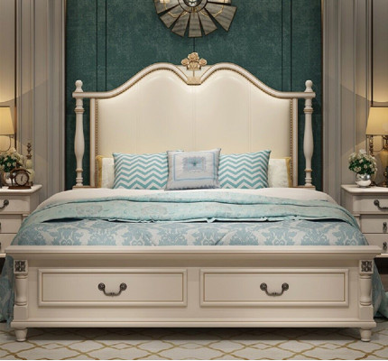 Bed Upholstery Design Luxury Double Hotel Beds Royal Baroque Wood Furniture new