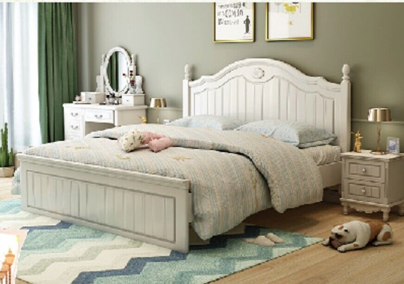 Set Bed Bedroom 2x Bedside table Double Beds Complete Set Wood Furniture 3 pcs.