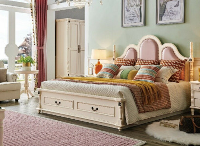 3 pieces Set Bedroom 2xNight Table Wood Designer Bed Luxury Classic new
