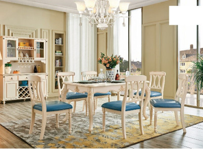 Dining room Dining table 6 x Chairs Ess Set Wood Kitchen Group Sideboard Furniture new 7pcs.