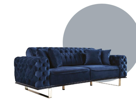 Blue e Chesterfield Couch Furniture Sofa Living room Luxury Furnishings 228cm