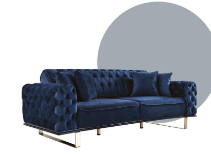 Blue e Chesterfield Couch Furniture Sofa Living room Luxury Furnishings 228cm