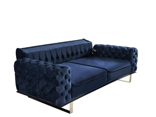 Blue e Chesterfield Couch Furniture Sofa Living room Luxury Furnishings 228cm