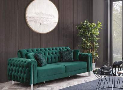 Green Chesterfield Couch Furniture Sofa Living room Luxury Furnishings 230cm