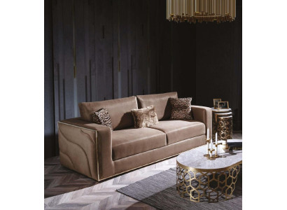 Velvet Couches Luxury Living room Furniture Fabric Couches Three Seater Brown