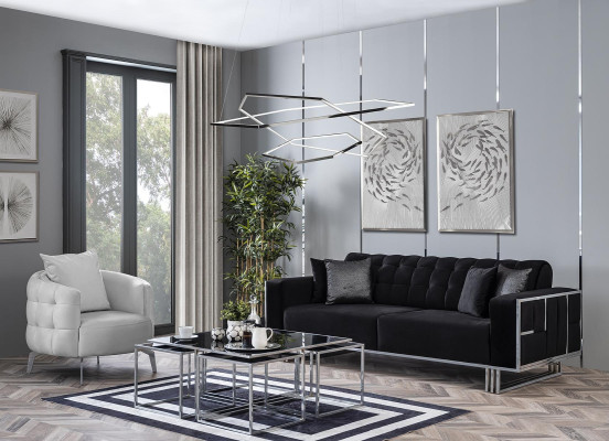 Luxury Living room Furniture Couch Seating Set Sofa Velvet Sofa Set 3 Pieces