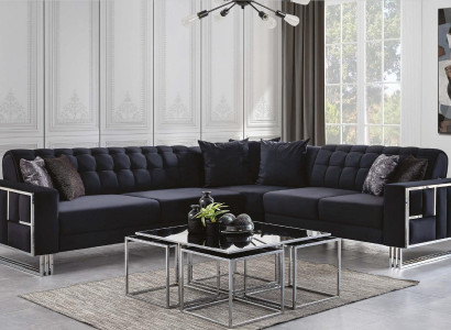 Luxury Corner sofa Textile Couches Furniture Corner suite Metal elements Couch Sofa