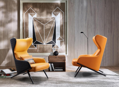 Armchair Design Beat Relax Lounge Club Single Seat Upholstery Fabric Leather