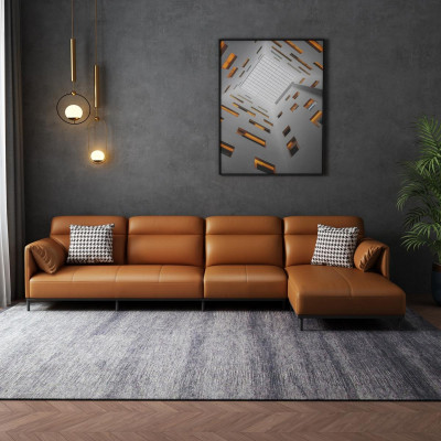 Leather sofa Couch Living landscape Suite Design Modern Sofa Corner sofa L-shape Orange