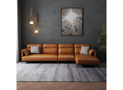 Leather sofa Couch Living landscape Suite Design Modern Sofa Corner sofa L-shape Orange