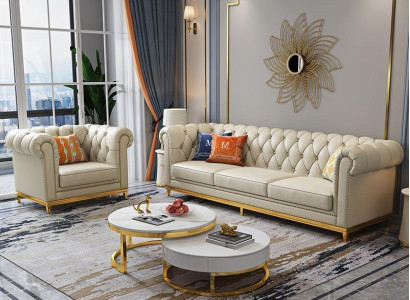 Design Living landscape Sofa set 3+1 Seater Leather sofa Living room