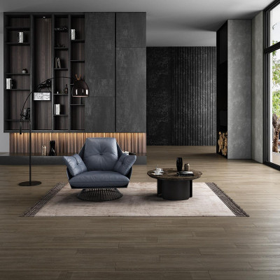Armchair Design Gray Metal Relax Club Lounge Single Seat Upholstery Fabric Leather
