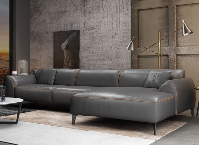 Living landscape Couch Upholstery Textile Leather Fabric Seat Suite Eck Corner sofa L-shape