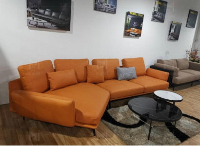 Corner sofa Orange L-shape Living landscape Sofa Couch Upholstery Corner Suite Leather Sofas