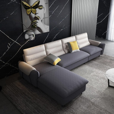 Living landscape Couch Upholstery Textile Fabric Leather Seat Suite L-shape Eck Corner sofa