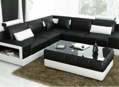 Sofa Leather sofa Corner sofa Upholstery Corner suite Upholstery Couch Suite Living landscape