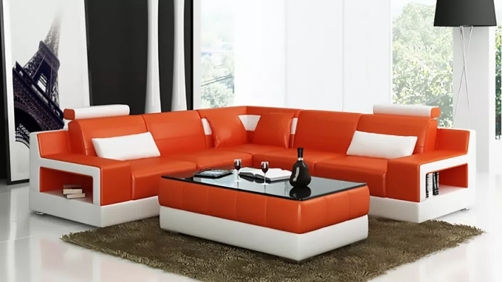 Sofa Leather sofa Corner sofa Upholstery Corner suite Upholstery Couch Suite Living landscape