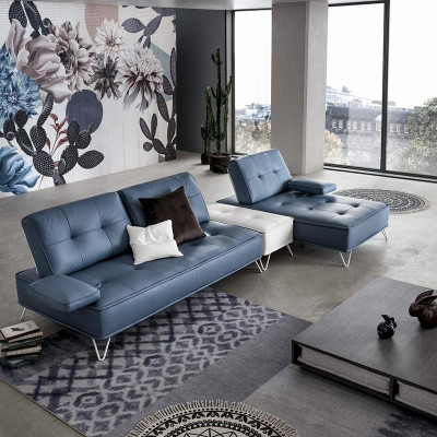 Living landscape Couch Upholstery Textile Fabric Leather Seat Suite Eck L-shape Corner sofa