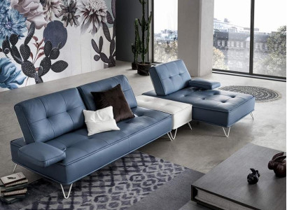 Living landscape Couch Upholstery Textile Fabric Leather Seat Suite Eck L-shape Corner sofa