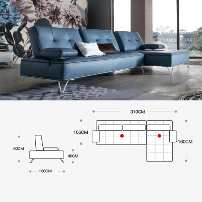 Living landscape Couch Upholstery Textile Fabric Leather Seat Suite Eck L-shape Corner sofa
