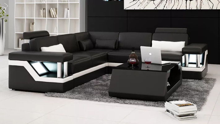 Living landscape Sofa Suite Corner suite Leather sofa Upholstery Upholstery Couch