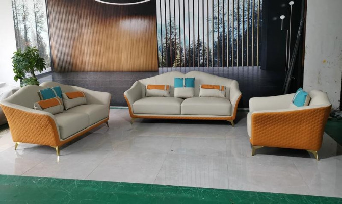 Luxurious Living room Suite Leather Upholstery Couches Fabric Sofa set 3+2+1 Set
