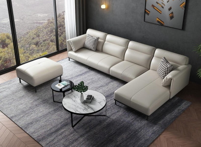 Corner Corner sofa L-shape Living landscape Sofa Upholstery Couch Suite Fabric Sofas Leather