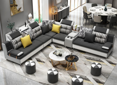 Corner sofa L-shape Modern sofa Leather sofa Upholstery Living landscape Design Couches new