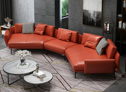 Noble corner sofa U-shape living landscape sofa couch upholstery corner suite leather sofa