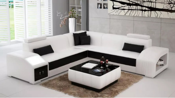 Design Corner sofa Living room Corner sofa Leather upholstery Couch Sofa L-shape