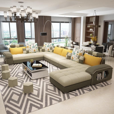 Corner Corner sofa U-shape Living landscape Sofa Couch Suite Upholstery Fabric Sofas Leather