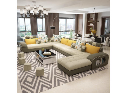 Corner Corner sofa U-shape Living landscape Sofa Couch Suite Upholstery Fabric Sofas Leather