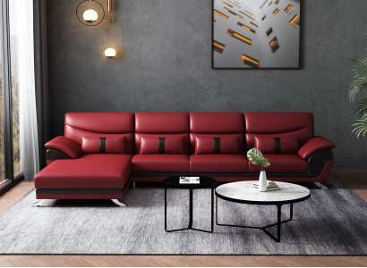 Design Living room Leather upholstery Corner sofa Corner sofa Couch Sofa L-shape