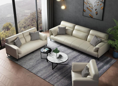 Luxurious Living room Sofa set 3+2+1 Set Suite Leather Upholstery Couches Fabric