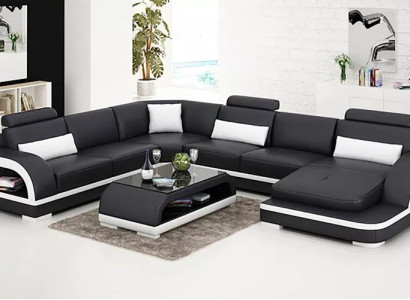 Design Corner sofa Living room Deco Furniture Modern Corner sofa Leather upholstered Couch
